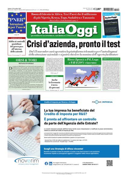 Italia oggi : quotidiano di economia finanza e politica